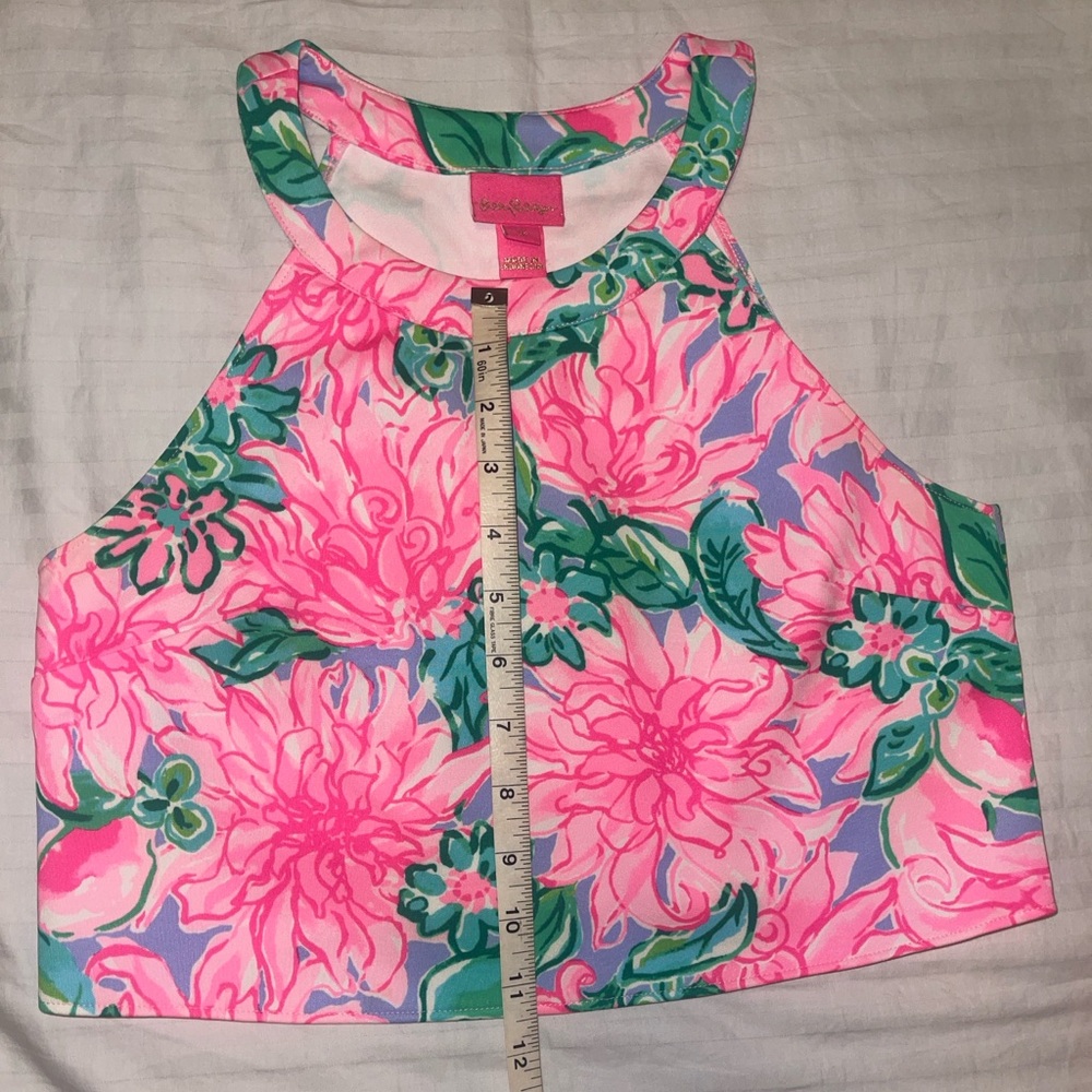 Lilly Pulitzer Girls Two-Piece Set Pink Floral Halter Crop Top & Skirt - Picture 5 of 6